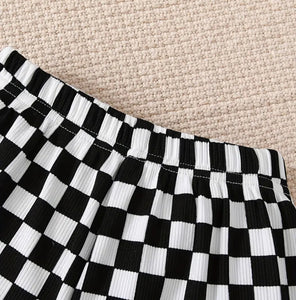 Knitted Hem Checkered Outfit