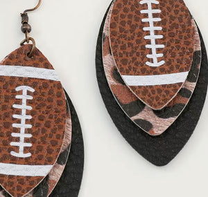 3 layer football earrings