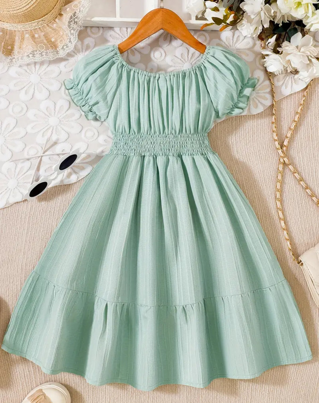 Shirred Ruffle Dress
