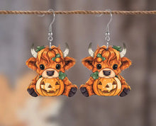 Load image into Gallery viewer, Acrylic Halloween Cow Earrings