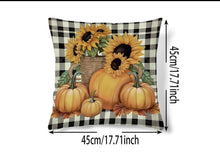 Load image into Gallery viewer, Checkered Sunflower Pumpkin Pillow Case