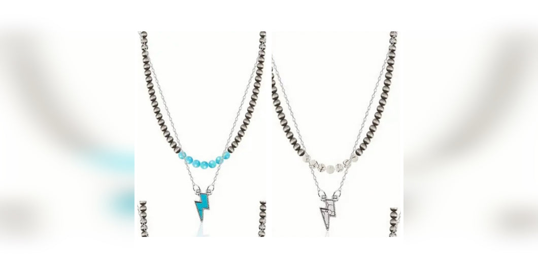 Navajo Pearl/Lightening Bolt Necklace Set