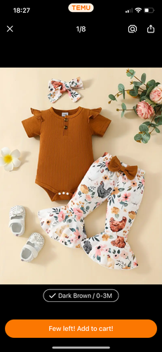3Pc Floral Chicken Outfit