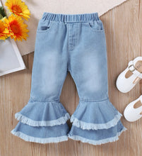 Load image into Gallery viewer, Ruffle (double)bottom flare jeans