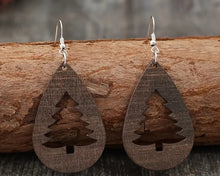 Load image into Gallery viewer, Wood Tree Cut-out Earrings