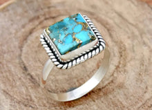 Load image into Gallery viewer, Square Bohemian stone Turquoise ring