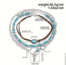 Load image into Gallery viewer, 3 Pc Steer/Turquoise Necklace Set