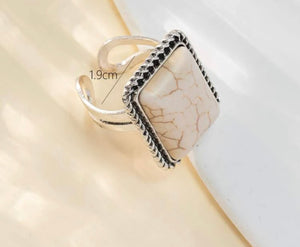 Square Stone ring/slide/tee clip