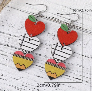 Dangle apple wood  Earrings