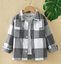 Load image into Gallery viewer, Grey Button up Plaid shirt