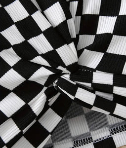 Knitted Hem Checkered Outfit