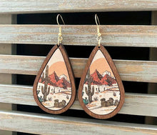 Load image into Gallery viewer, Western Wooden earrings