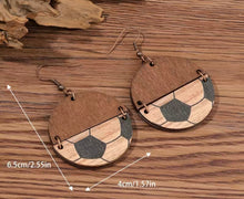 Load image into Gallery viewer, Wooden split Sports earrings