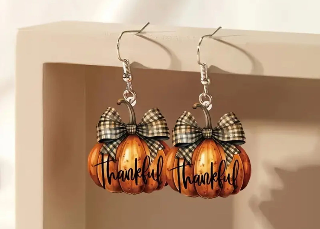 Acrylic Bow Pumpkin Earrings