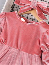 Load image into Gallery viewer, Velvet Pink Flare sleeve dress