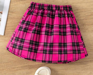 Pink Plaid Skirt
