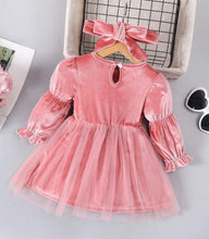 Load image into Gallery viewer, Velvet Pink Flare sleeve dress