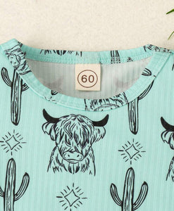 Green Cactus Cow Onesie