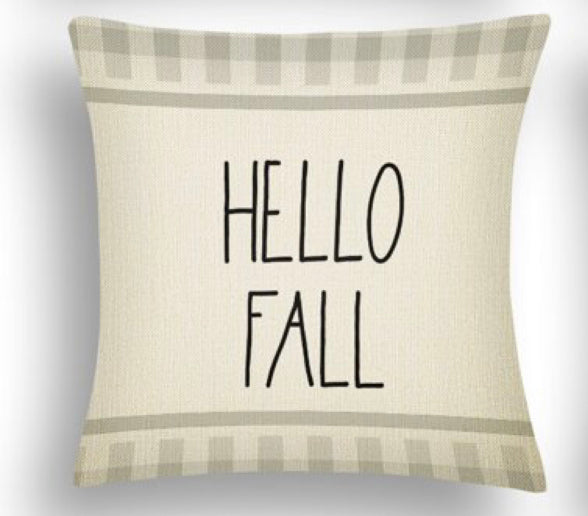 Checkered Hello Fall Pumpkin Pillow Case