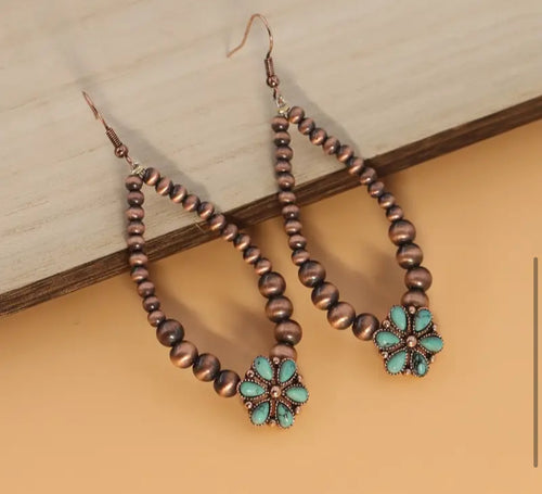Leaf Pearl flower Earrings