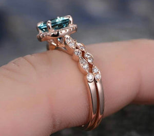 Blue Rhinestone ring set