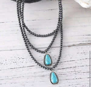 3 Pc Teardrop Navajo Pearl Necklace Set