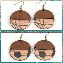 Load image into Gallery viewer, Wooden split Sports earrings