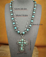 Load image into Gallery viewer, Layered Cross Navajo Pearl Necklaces
