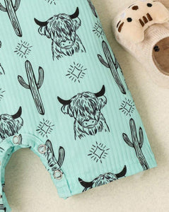 Green Cactus Cow Onesie