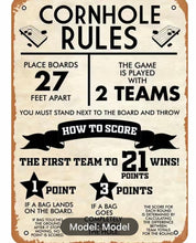 Load image into Gallery viewer, Cornhole Rules Metal Sign