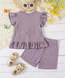 Ruffled Ribbed Short Outfit