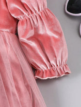 Load image into Gallery viewer, Velvet Pink Flare sleeve dress