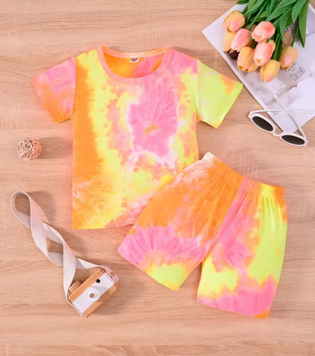 Warm Color Tye Dye short Outfit