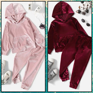 Hooded Velour Jogger Set