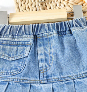 Pleated Jean Skirt