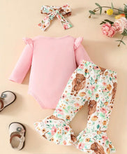 Load image into Gallery viewer, 3Pc Floral Highland Cow Outfit