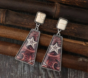 Western Inlay Stone  Post Earrings