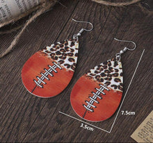 Load image into Gallery viewer, Leopard football teardrop earrings