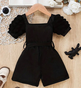 Puffed Sleeve Short Jumpsuit