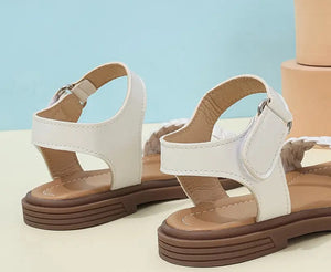 Kid’s White braided sandals