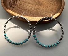 Load image into Gallery viewer, Navajo Pearl Dangle Hoops