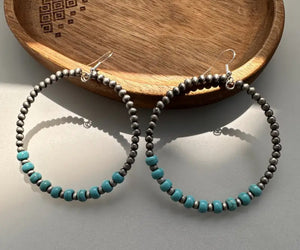 Navajo Pearl Dangle Hoops