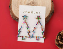 Load image into Gallery viewer, Hollow Acrylic Glitter Tree Earrings