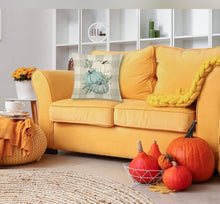 Load image into Gallery viewer, Checkered Blue Stacked Pumpkin Pillow Case