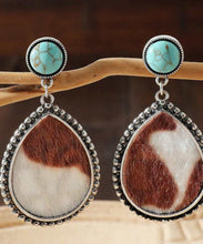 Load image into Gallery viewer, Stone post cow print earrings