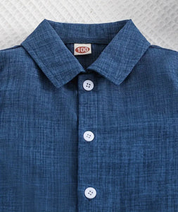 3 pc. Boys Blue Checkered Short Outfits