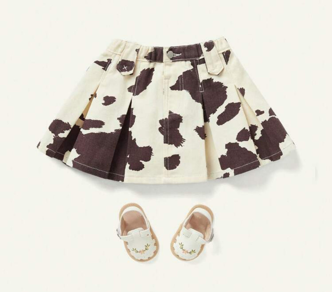 Cow Design Denim Skirt