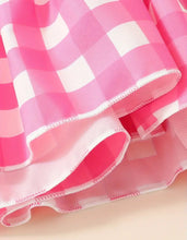 Load image into Gallery viewer, Pink Checkered Puff Sleeve Dress