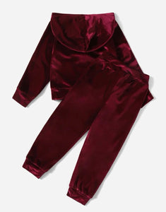 Hooded Velour Jogger Set