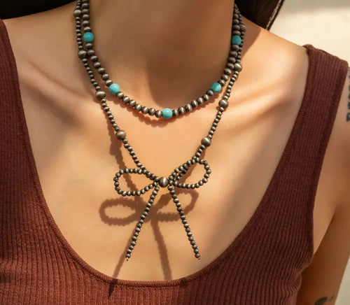 2 Pc. Navajo Bow Pearl/Turquoise Necklaces
